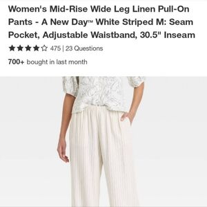 A New Day Women's White Striped Wide Leg Pants